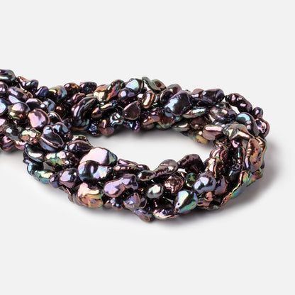 8x6-12x8mm Peacock Straight Drilled Keshi Freshwater Pearls 16 inch 26 Beads