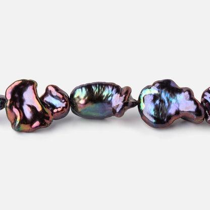 8x6-12x8mm Peacock Straight Drilled Keshi Freshwater Pearls 16 inch 26 Beads