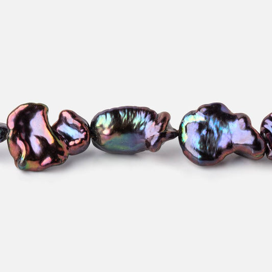 8x6-12x8mm Peacock Straight Drilled Keshi Freshwater Pearls 16 inch 26 Beads