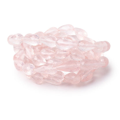8x6-13x6.5mm Rose Quartz Faceted Tear Drop Beads 15.5 inch 38 pieces
