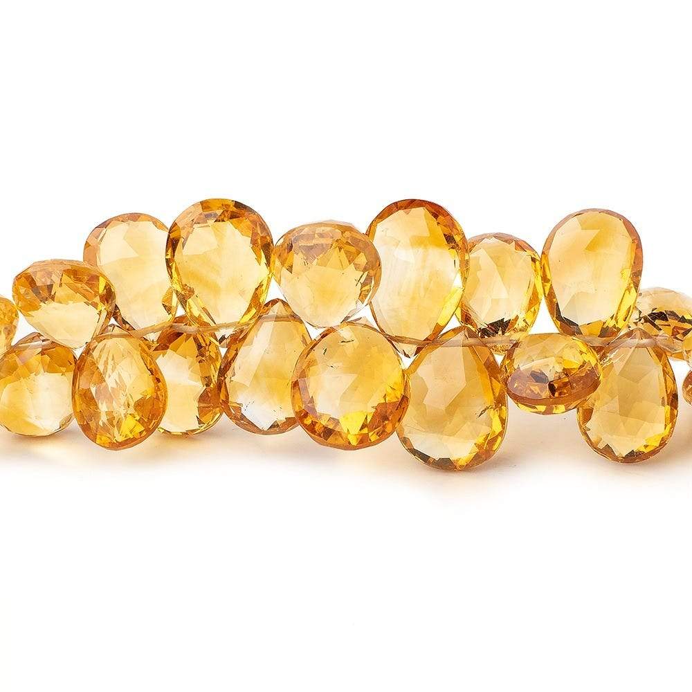 8x6-13x9mm Citrine Faceted Pear Beads 7.5 inch 51 pieces