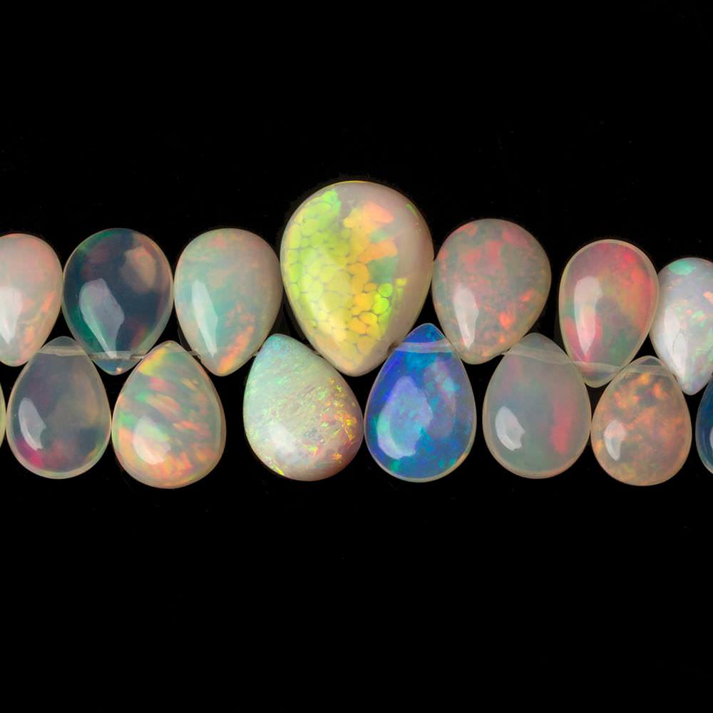 8x6-14x11mm Golden Ethiopian Opal Plain Pears 6.5 inch 47 beads