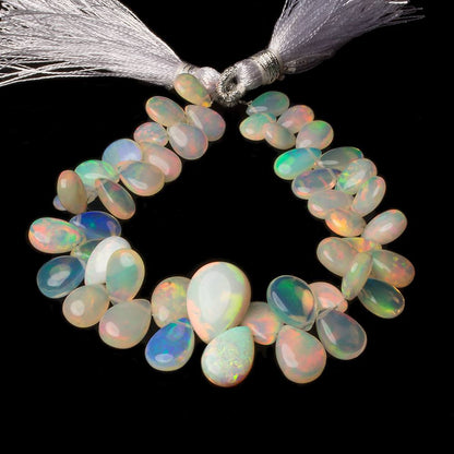 8x6-14x11mm Golden Ethiopian Opal Plain Pears 6.5 inch 47 beads