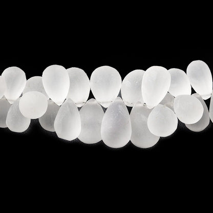8x6-15x10mm Frosted Crystal Quartz Plain Tear Drop Beads 8 inch 70 pieces