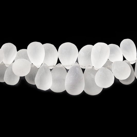 8x6-15x10mm Frosted Crystal Quartz Plain Tear Drop Beads 8 inch 70 pieces