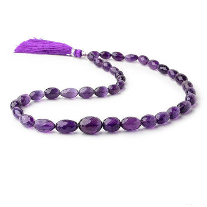 8x6-15x11mm Amethyst Faceted Olive Beads 16 inch 38 pieces