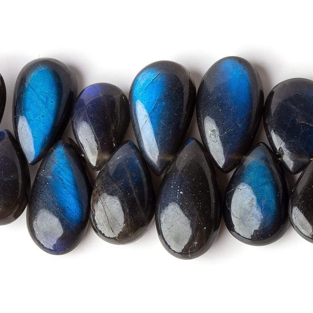 8x6-15x8mm Black Labradorite Plain Pear Briolettes 90 pieces 14 inch