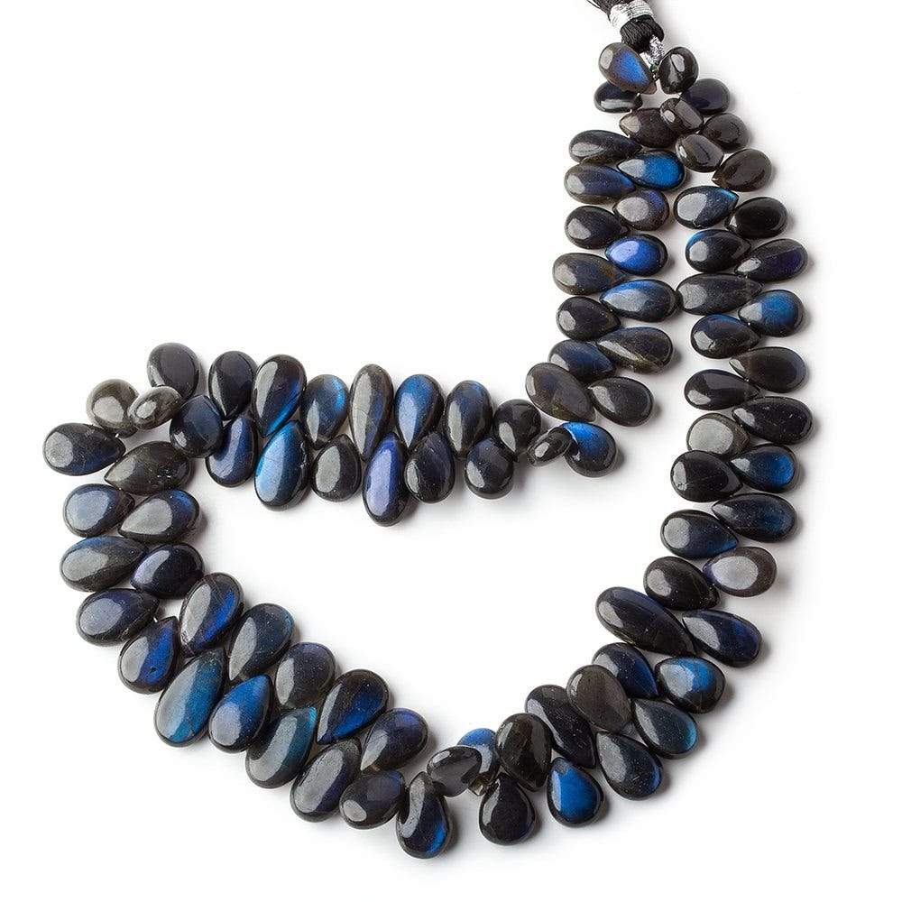 8x6-15x8mm Black Labradorite Plain Pear Briolettes 90 pieces 14 inch