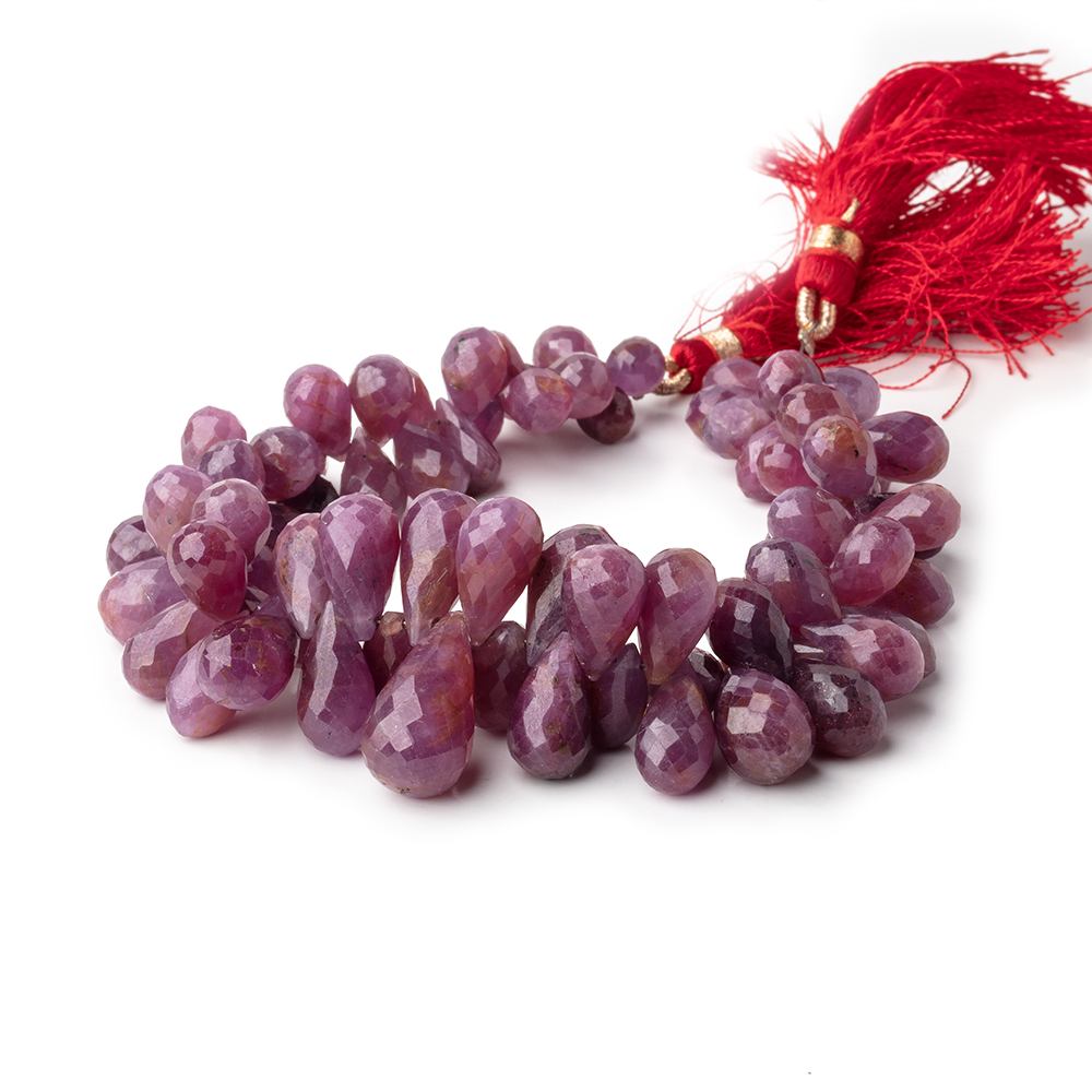 8x6-17x9mm Ruby Faceted Tear Drop Beads 8 inch 76 pieces