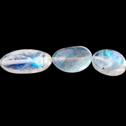 8x6-23x12mm Rainbow Moonstone Plain Nugget Beads 18 inch 38 pieces AA