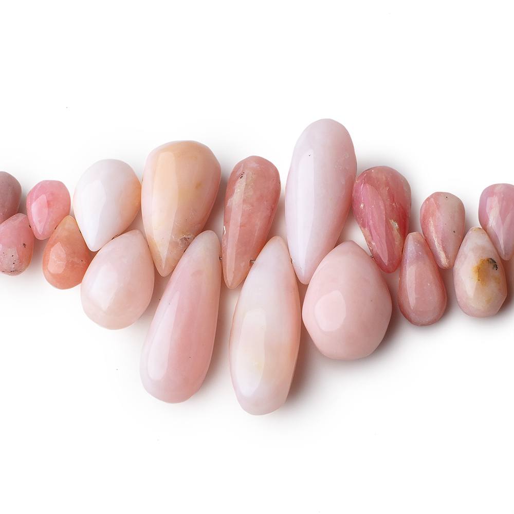 8x6-23x8mm Pink Peruvian Opal Plain Tear Drop Beads 8 inch 54 pcs