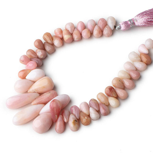 8x6-23x8mm Pink Peruvian Opal Plain Tear Drop Beads 8 inch 54 pcs