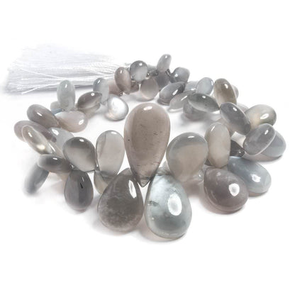 8x6-24x14mm Platinum Moonstone plain pears 8.5 inches 52 beads