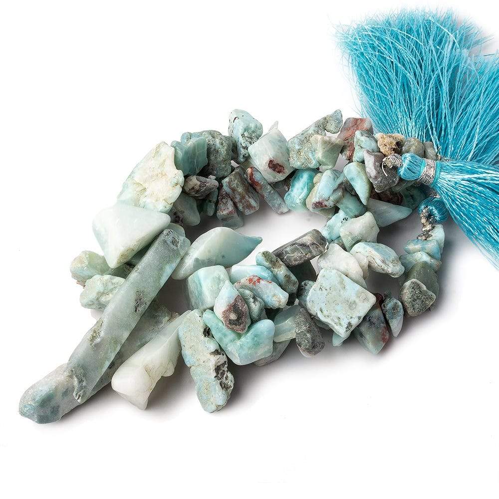 8x6-40x8mm Larimar top drilled Natural Crystal Chip beads 7.5 inch 35 beads