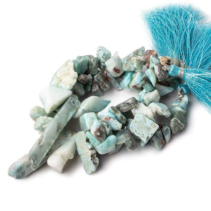 8x6-40x8mm Larimar top drilled Natural Crystal Chip beads 7.5 inch 35 beads