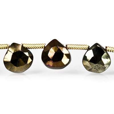 8x6- 9.5x7mm Plum Metallic Black Spinel Beads Faceted Pear Briolette 7.5 inch 20 pieces