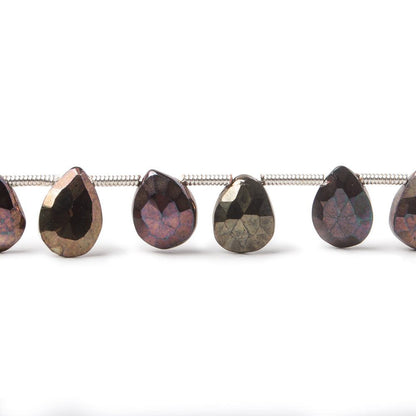 8x6- 9.5x7mm Plum Metallic Black Spinel Beads Faceted Pear Briolette 7.5 inch 20 pieces