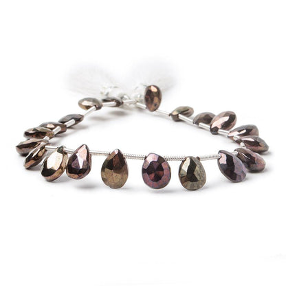 8x6- 9.5x7mm Plum Metallic Black Spinel Beads Faceted Pear Briolette 7.5 inch 20 pieces