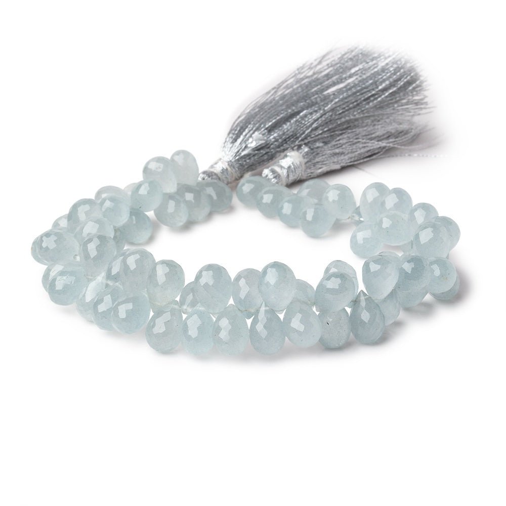 8x6-9x6.5mm Aquamarine Faceted Tear Drop Beads 7.5 inch 70 pieces AAA