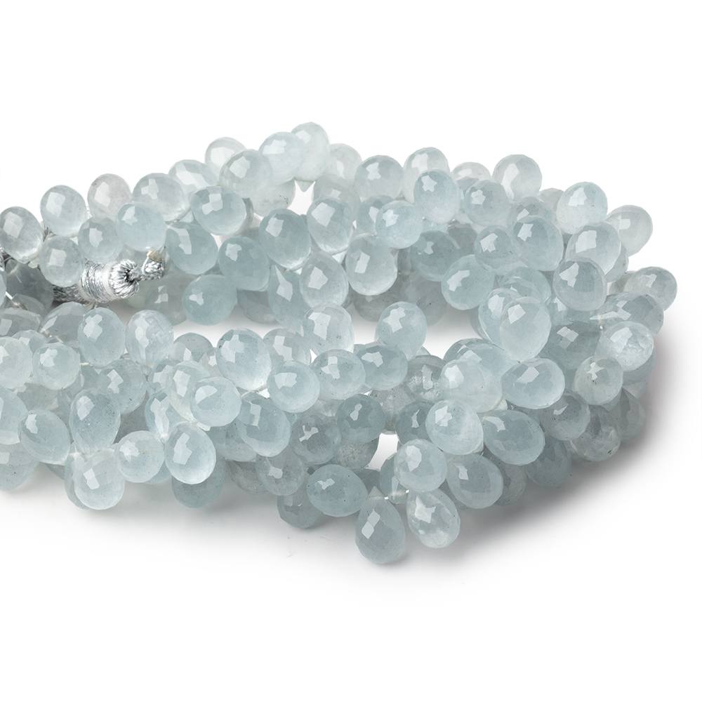 8x6-9x6.5mm Aquamarine Faceted Tear Drop Beads 7.5 inch 70 pieces AAA