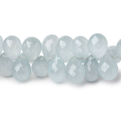 8x6-9x6.5mm Aquamarine Faceted Tear Drop Beads 7.5 inch 70 pieces AAA