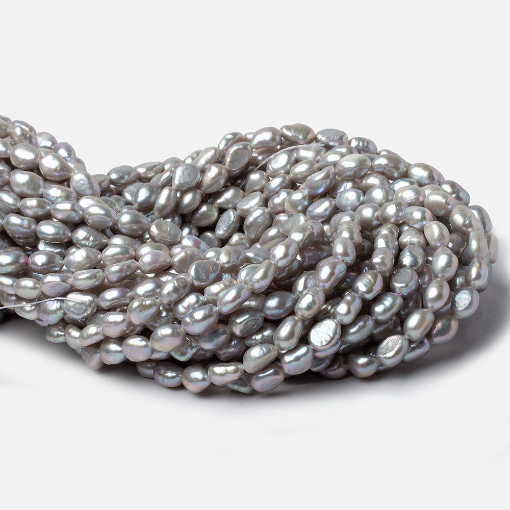 10x7mm Venetian Silver straight drilled Baroque Pearls 16 inch 44 pieces