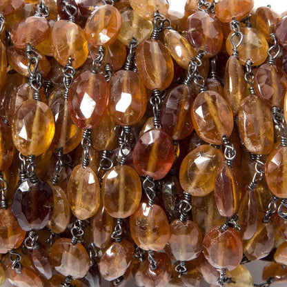8x6-9x7mm Multi Color Hessonite oval Black Gold plated Chain by the foot