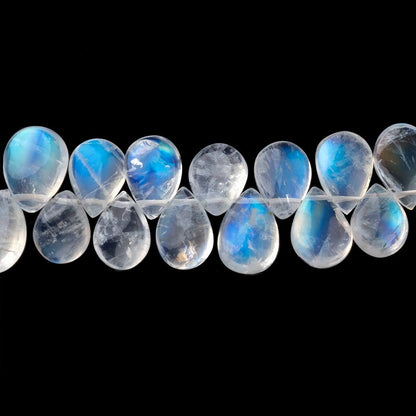 8x6-9x7mm Rainbow Moonstone Plain Pear Beads 8 inch 60 pieces AAA