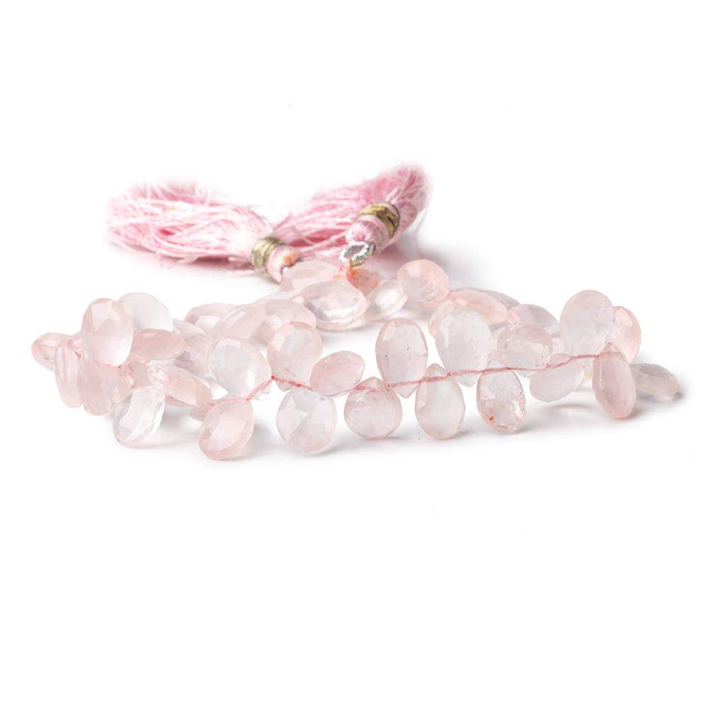 8x6-9x7mm Rose Quartz faceted pear beads 7.5 inch 60 pieces