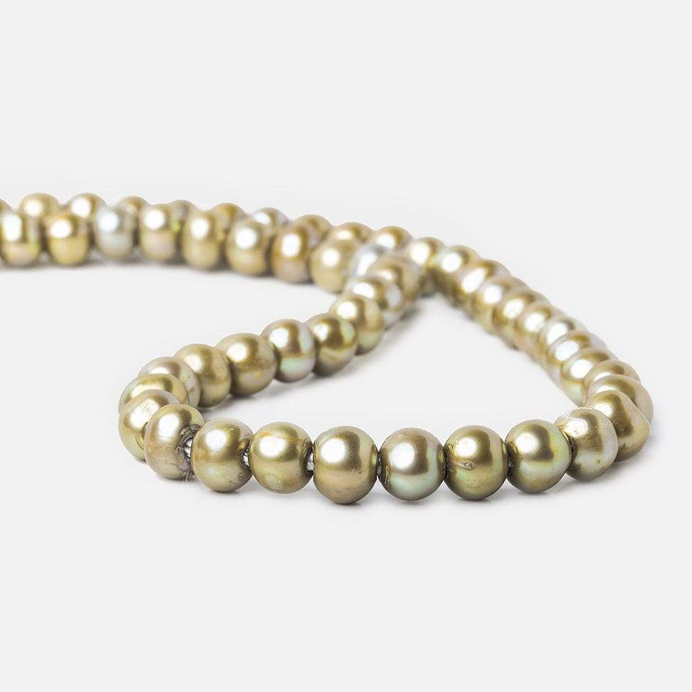 8x6-9x7mm Silver Sage 2.5mm Large Hole Off Round Freshwater Pearl 15 inch 58 pcs