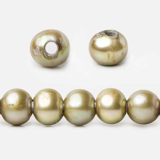 8x6-9x7mm Silver Sage 2.5mm Large Hole Off Round Freshwater Pearl 15 inch 58 pcs