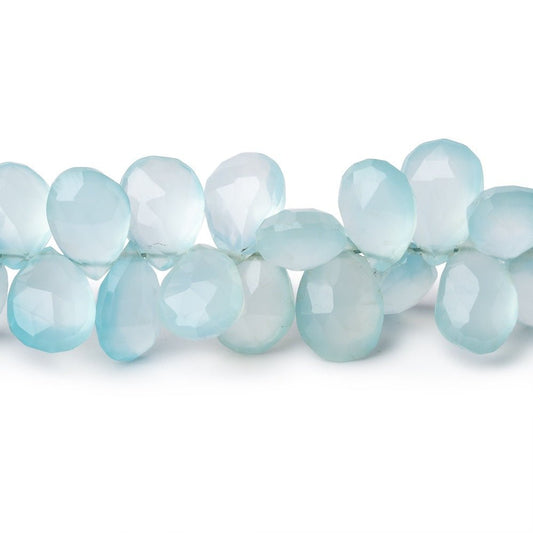 8x6-9x7mm Sky Blue Chalcedony Faceted Pears 7 inch 68 Beads