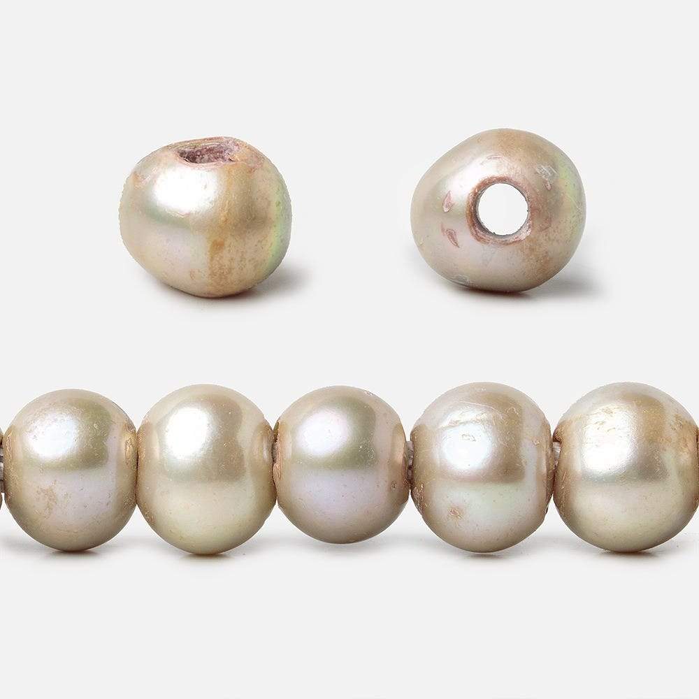 8x6-9x7mm Tea Rose Champagne 2.5mm Large Hole Off Round Freshwater Pearl 15 inch 59 pcs