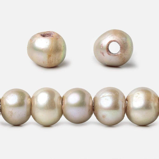 8x6-9x7mm Tea Rose Champagne 2.5mm Large Hole Off Round Freshwater Pearl 15 inch 59 pcs