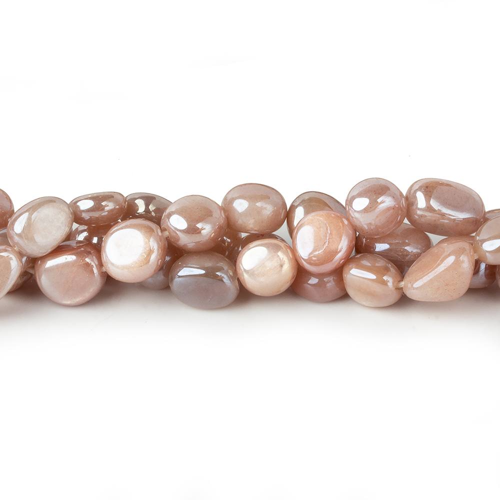 8x6-9x8mm Mystic Multi peach Moonstone plain nuggets 16 inch 45 beads