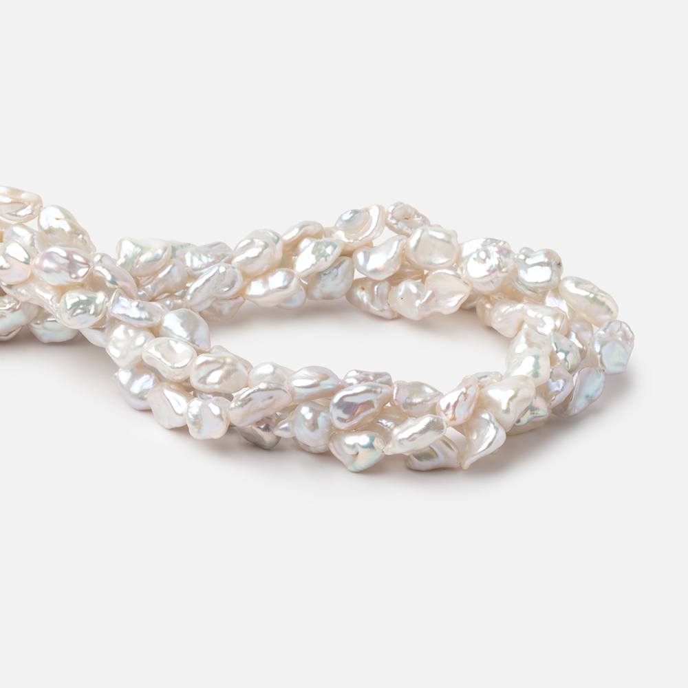 8x6.5-10x7mm Off White Keshi Straight Drilled Freshwater Pearl 16 inch 45 Beads