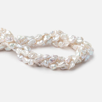 8x6.5-10x7mm Off White Keshi Straight Drilled Freshwater Pearl 16 inch 45 Beads