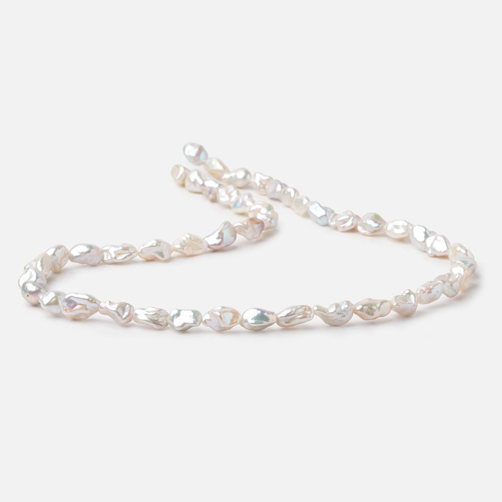 8x6.5-10x7mm Off White Keshi Straight Drilled Freshwater Pearl 16 inch 45 Beads