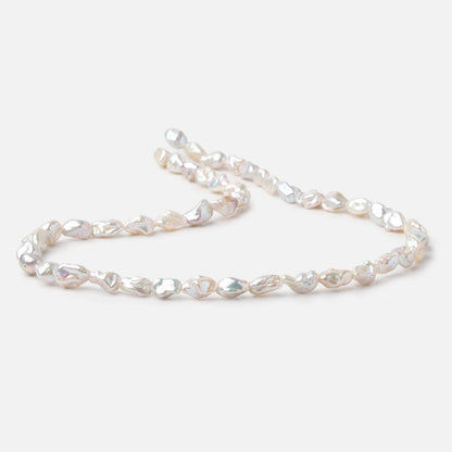 8x6.5-10x7mm Off White Keshi Straight Drilled Freshwater Pearl 16 inch 45 Beads