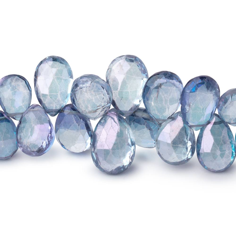 8x6.5-12x8mm Mystic Blue Topaz Faceted Pear Beads 8 inch 60 pieces