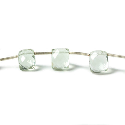 8x6-10x8mm Prasiolite Top Drilled Faceted Cushion Beads 8 inch 14 pieces