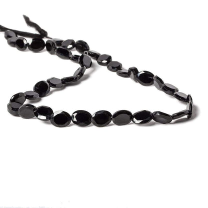 8x6mm Black Spinel bezel faceted oval beads 13 inch 41 pieces