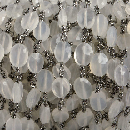 8x6mm Champagne Chalcedony faceted Oval Black Gold Chain by the foot 22 pieces