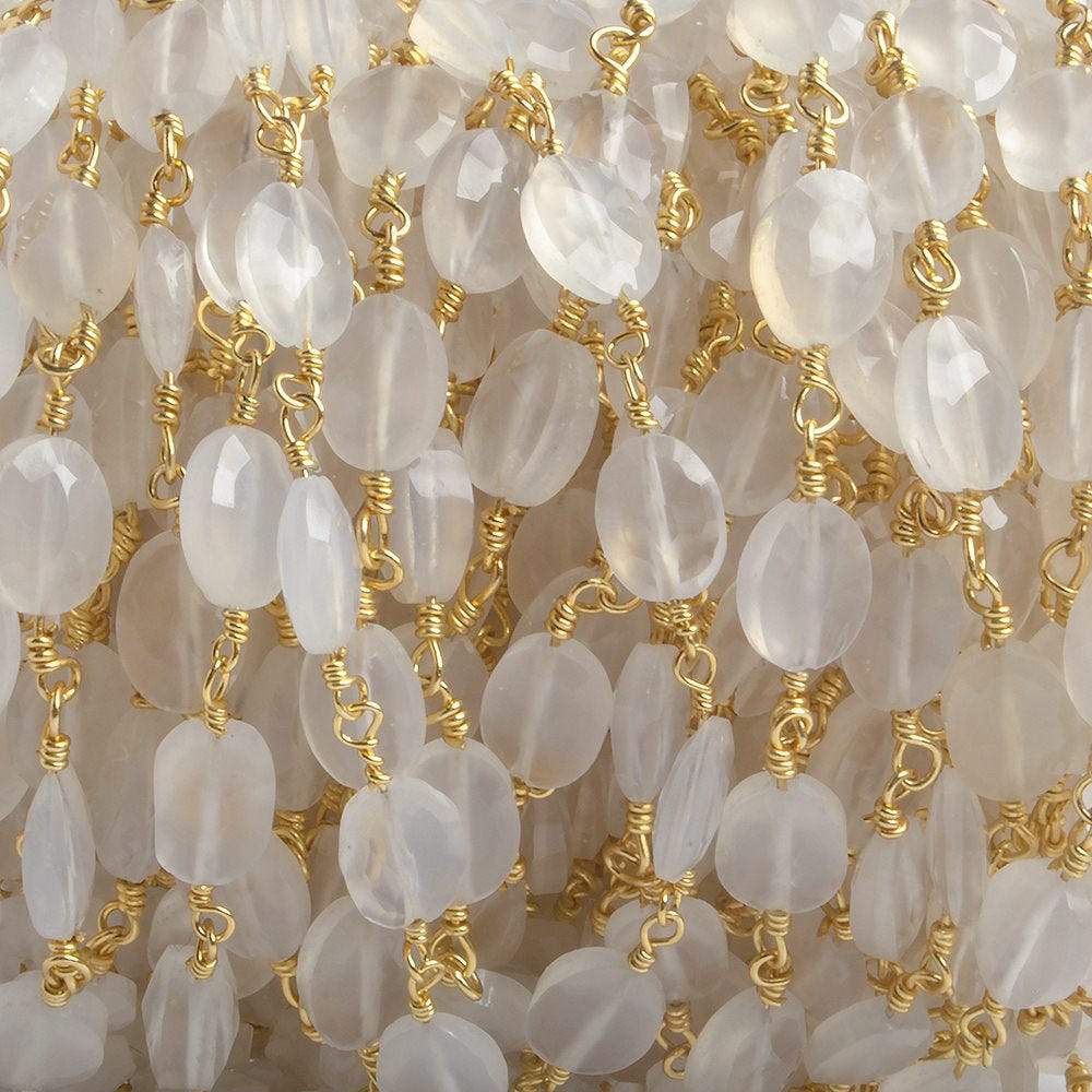 8x6mm Champagne Chalcedony faceted Oval Gold plated Chain by the foot 22 pieces