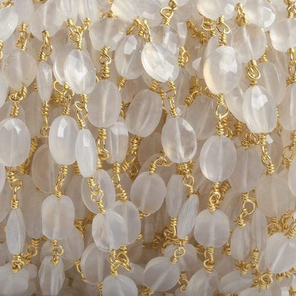 8x6mm Champagne Chalcedony faceted Oval Gold plated Chain by the foot 22 pieces