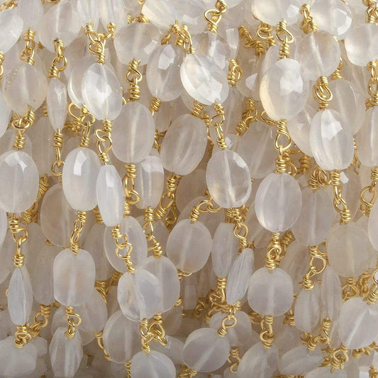 8x6mm Champagne Chalcedony faceted Oval Gold plated Chain by the foot 22 pieces