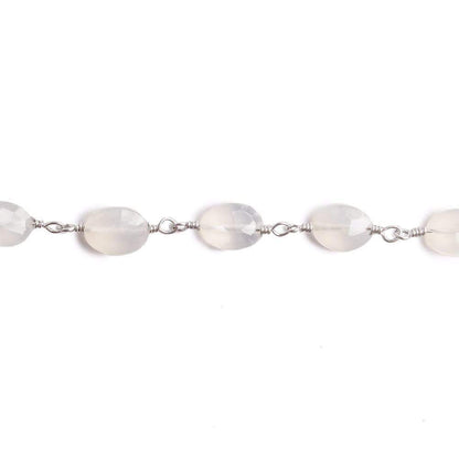 8x6mm Champagne Chalcedony faceted Oval Silver plated Chain by the foot 22 pieces