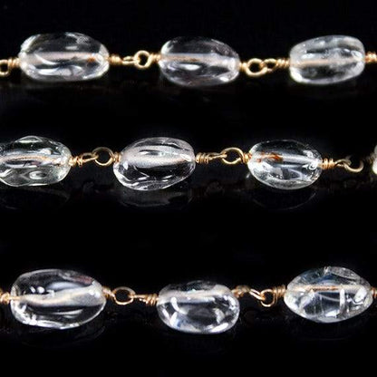 8x6mm Crystal Quartz Plain Oval Vermeil Chain by the foot