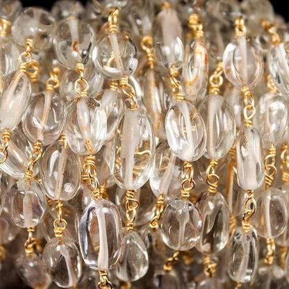 8x6mm Crystal Quartz Plain Oval Vermeil Chain by the foot