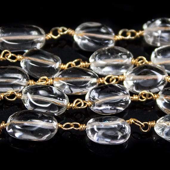 8x6mm Crystal Quartz Plain Oval Vermeil Chain by the foot
